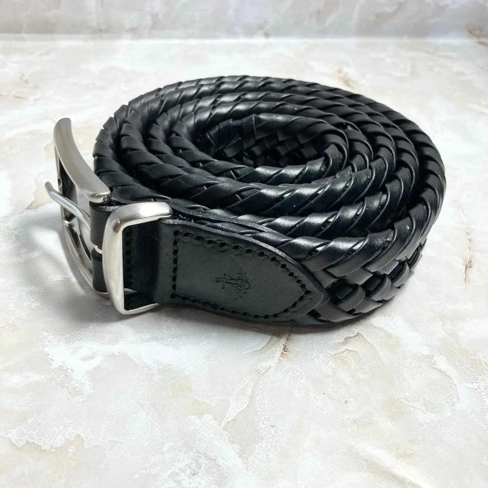 Dockers Belt Mens Size XL 42-44 Black Braided Fully Adjustable Tarnished Buckle